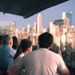 darling, terrace, building, buildings, people, shades, sun, nature, sunset, afternoon